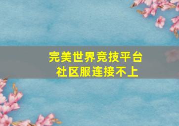 完美世界竞技平台 社区服连接不上